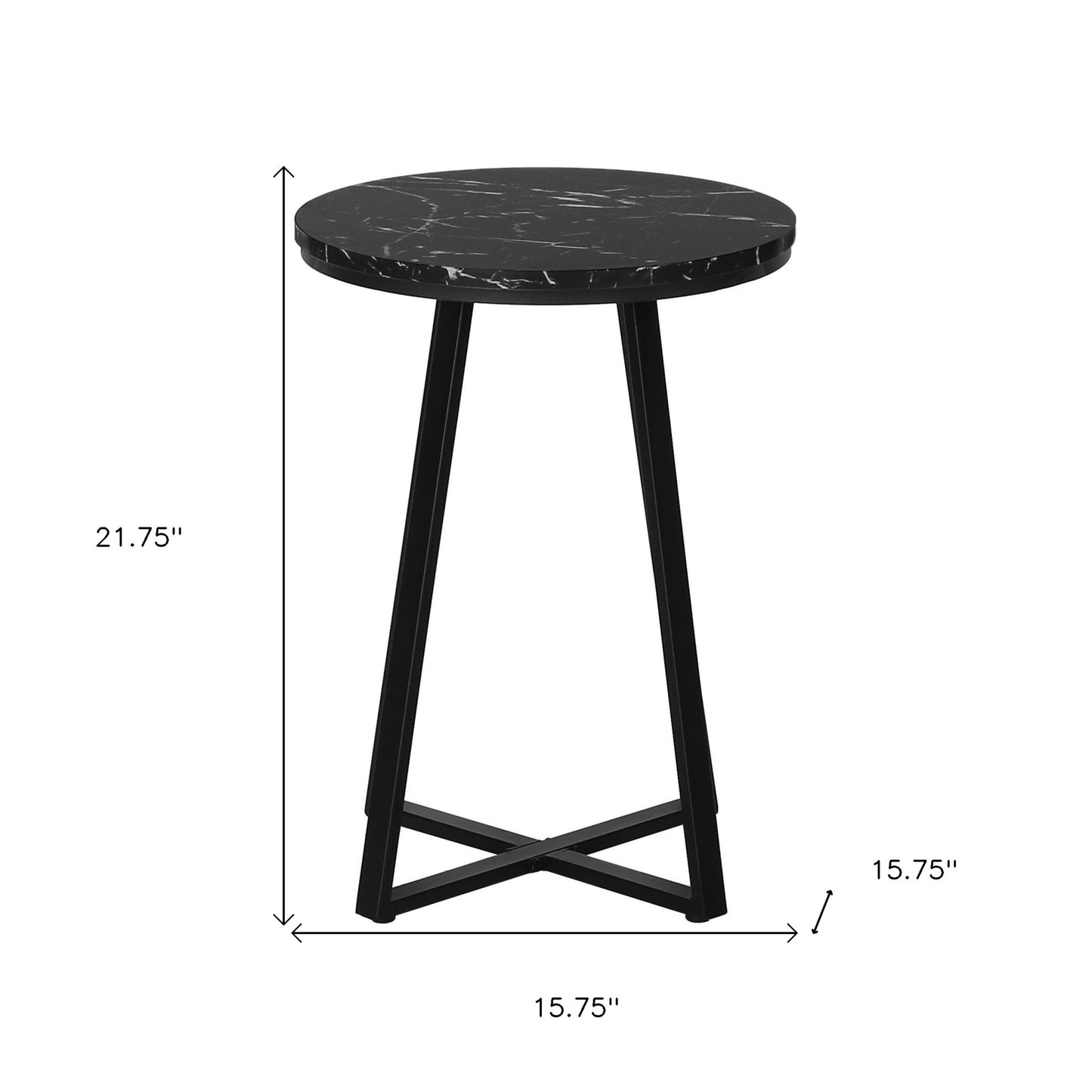 22" Black Faux Marble Round End Table By Homeroots | End Tables | Modishstore - 8