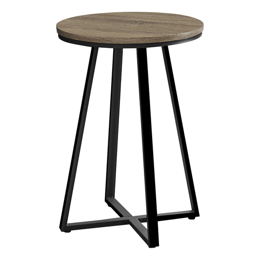 22" Black And Dark Taupe Round End Table By Homeroots