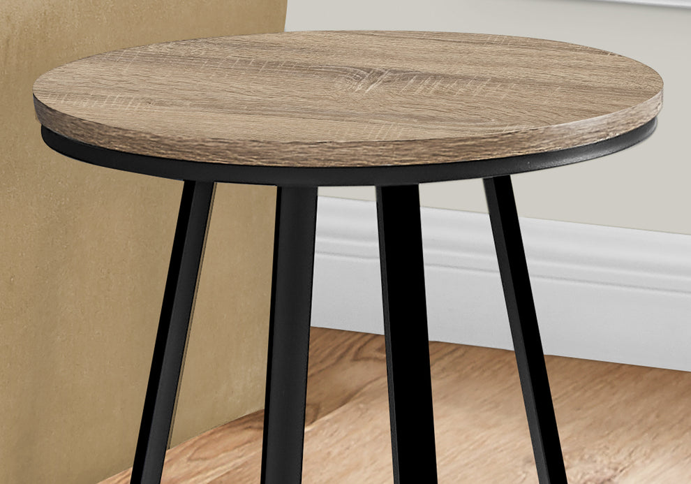 22" Black And Dark Taupe Round End Table By Homeroots | End Tables | Modishstore - 3