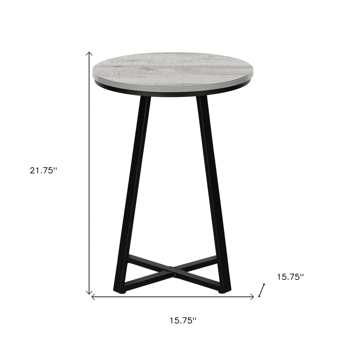 22" Black And Grey Round End Table By Homeroots | End Tables | Modishstore - 4