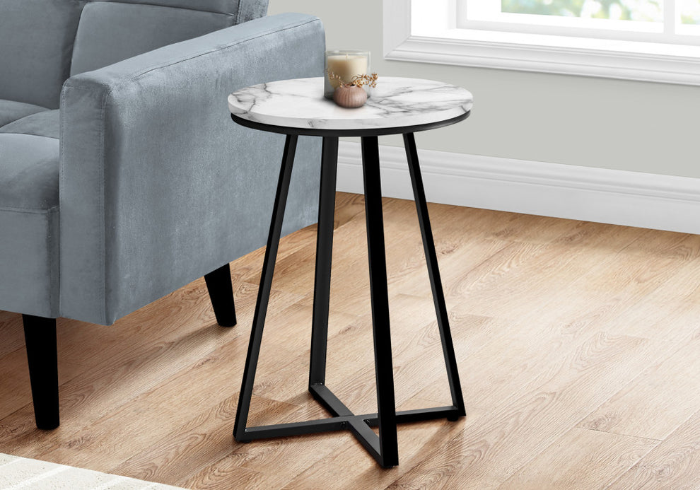 22" Black And White Faux Marble Round End Table By Homeroots | End Tables | Modishstore - 6