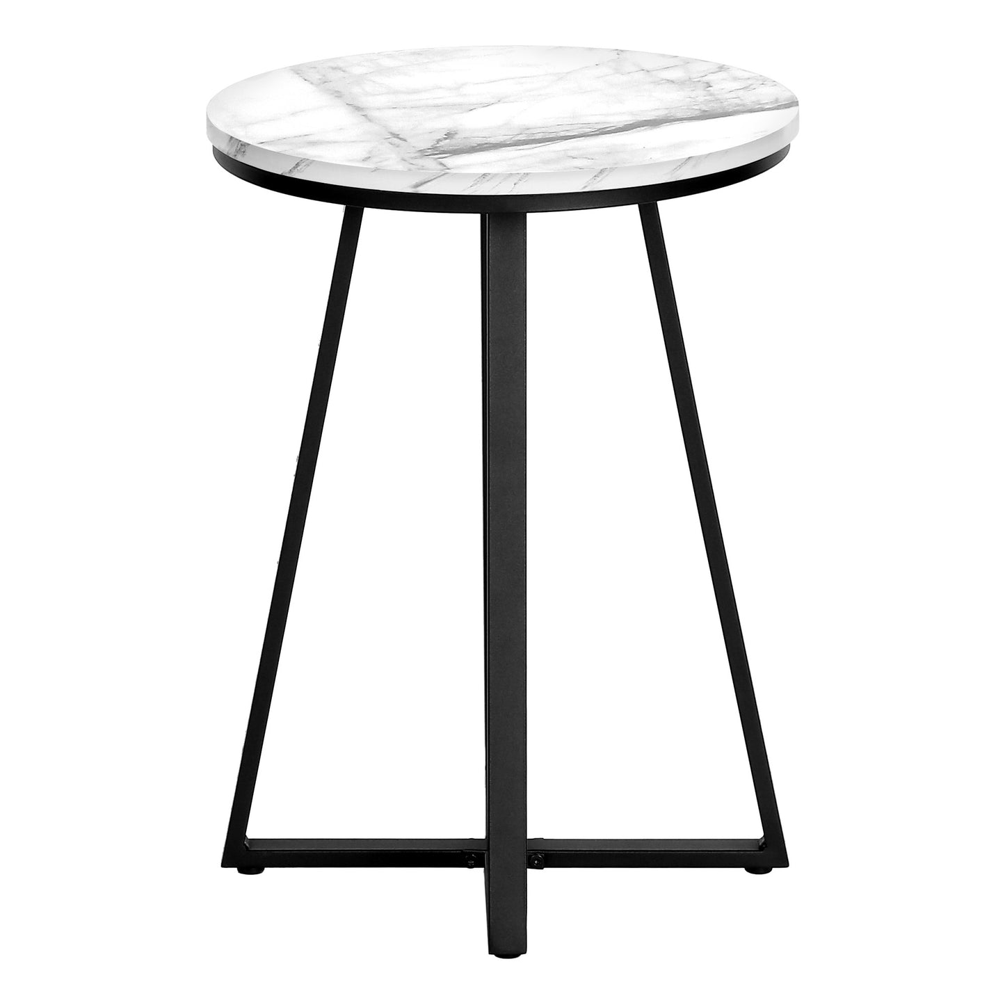 22" Black And White Faux Marble Round End Table By Homeroots