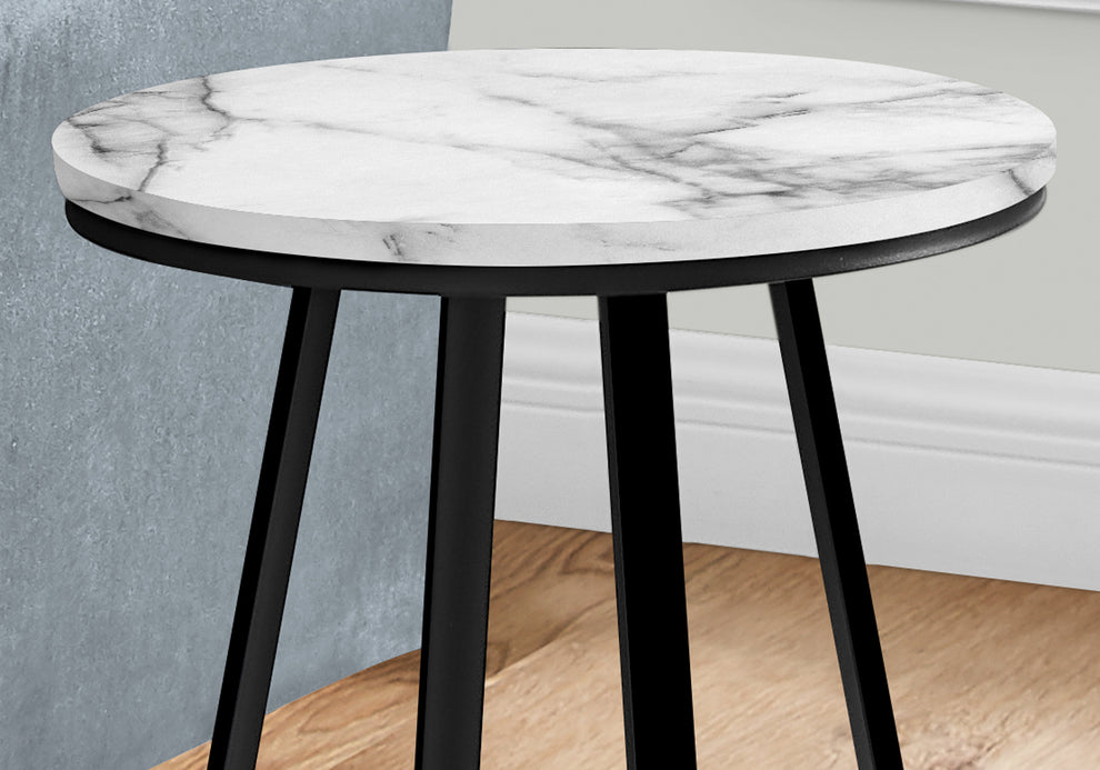 22" Black And White Faux Marble Round End Table By Homeroots | End Tables | Modishstore - 7