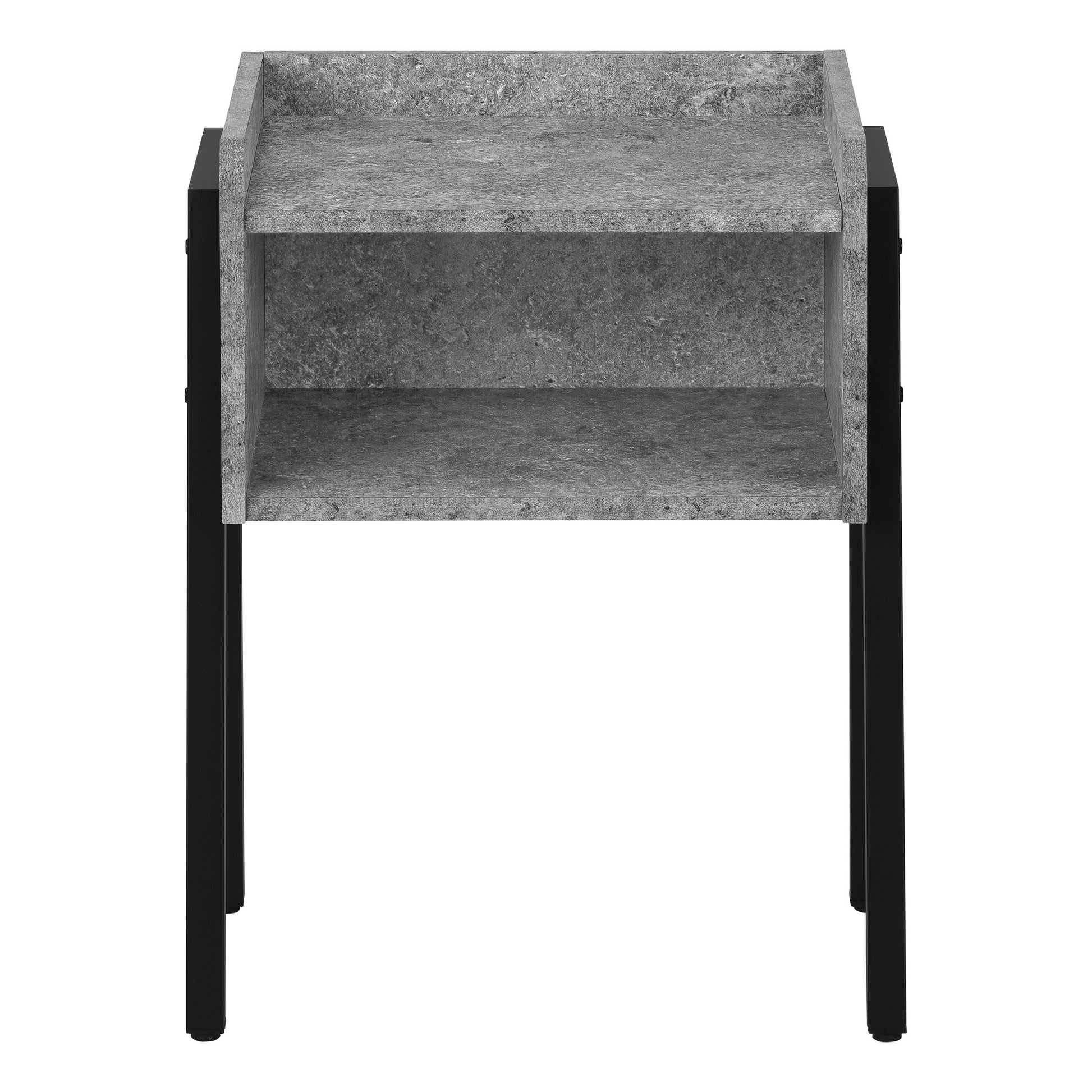 23" Black And Grey Faux Stone End Table With Shelf By Homeroots | End Tables | Modishstore - 2