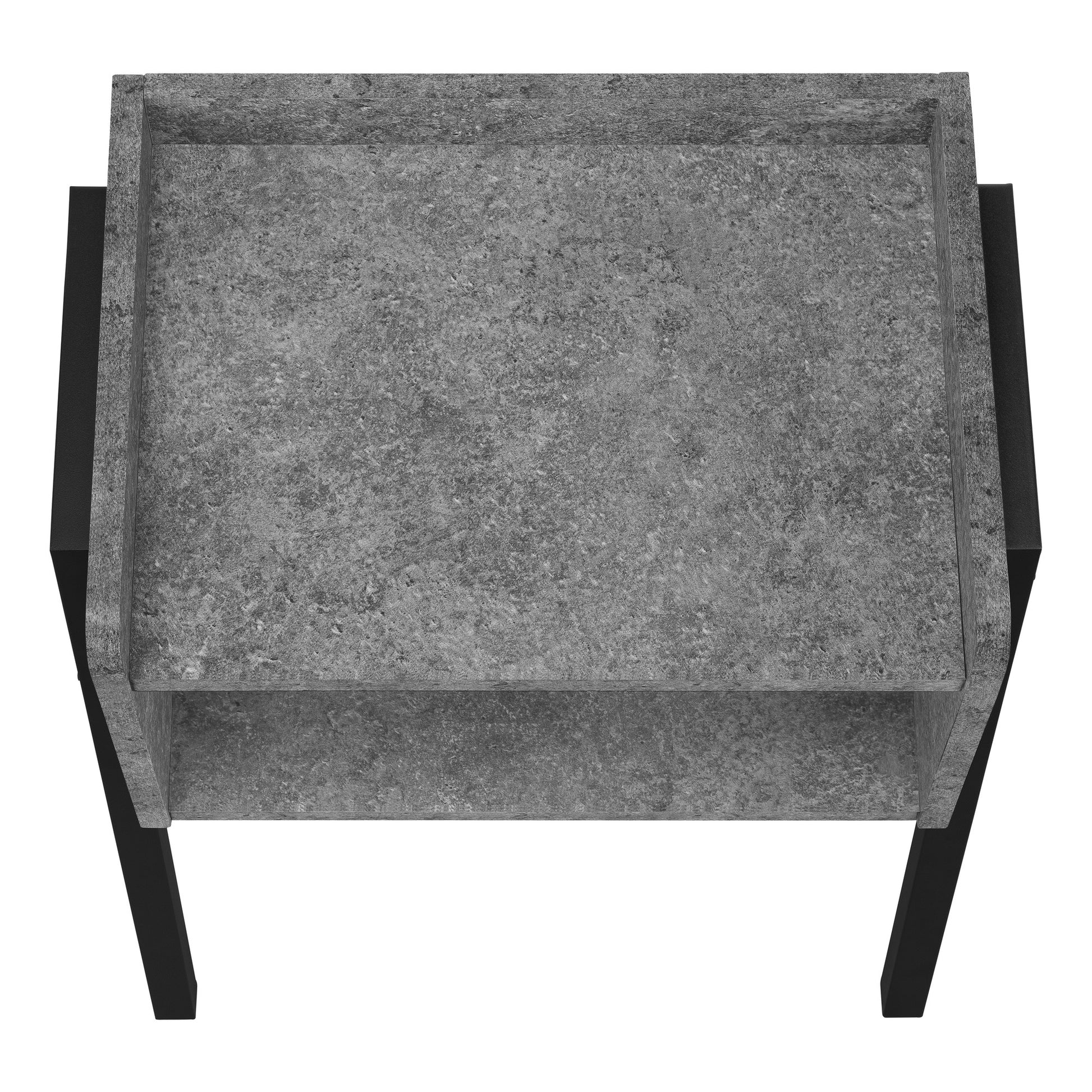 23" Black And Grey Faux Stone End Table With Shelf By Homeroots | End Tables | Modishstore - 5