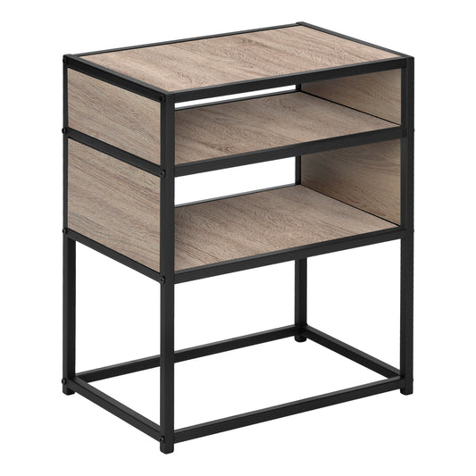 22" Black And Dark Taupe End Table With Two Shelves By Homeroots