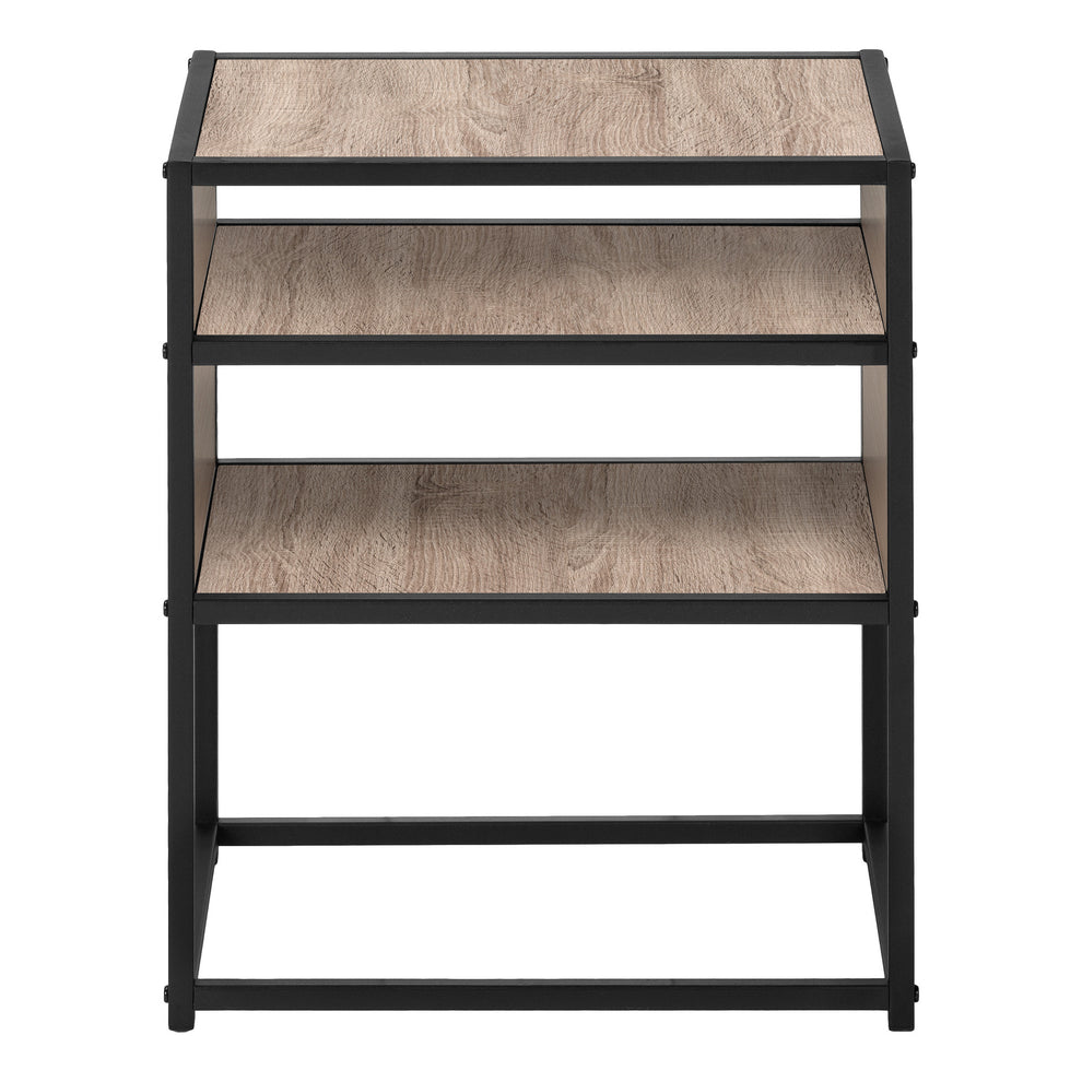 22" Black And Dark Taupe End Table With Two Shelves By Homeroots | End Tables | Modishstore - 4