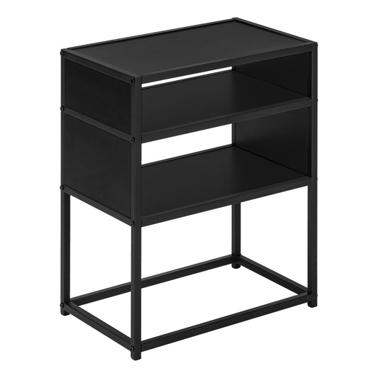 22" Black End Table With Two Shelves By Homeroots