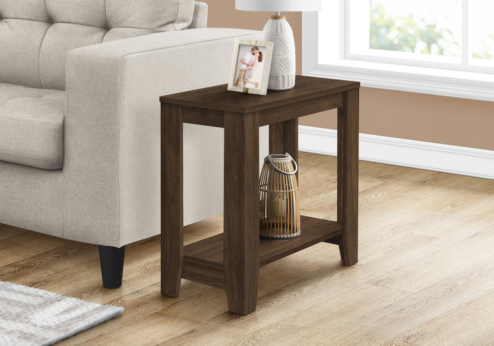 22" Walnut End Table With Shelf By Homeroots | End Tables | Modishstore - 2