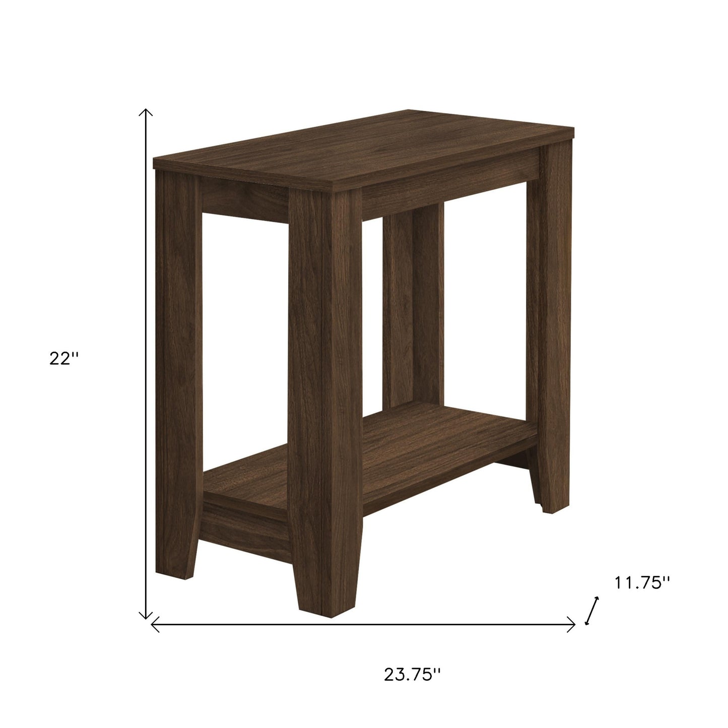 22" Walnut End Table With Shelf By Homeroots