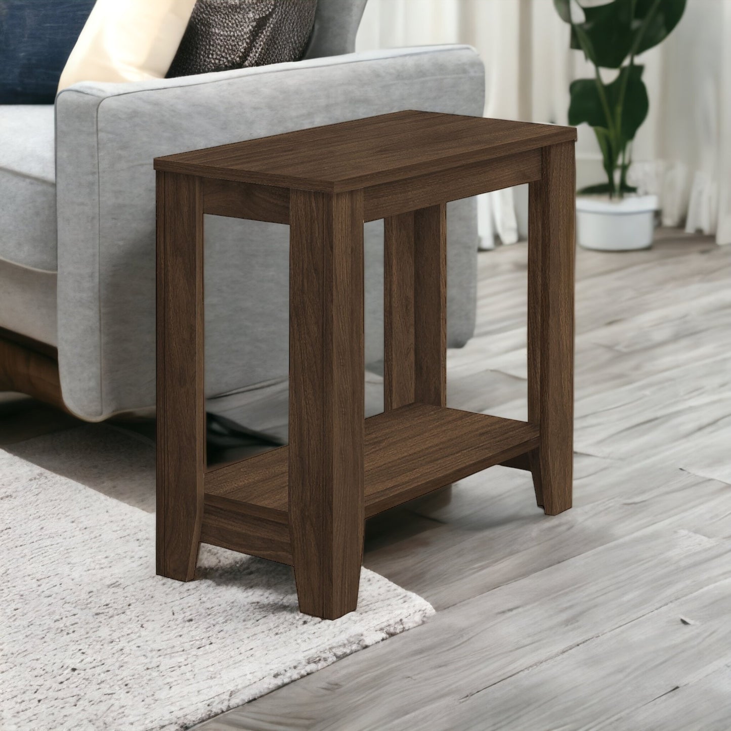 22" Walnut End Table With Shelf By Homeroots