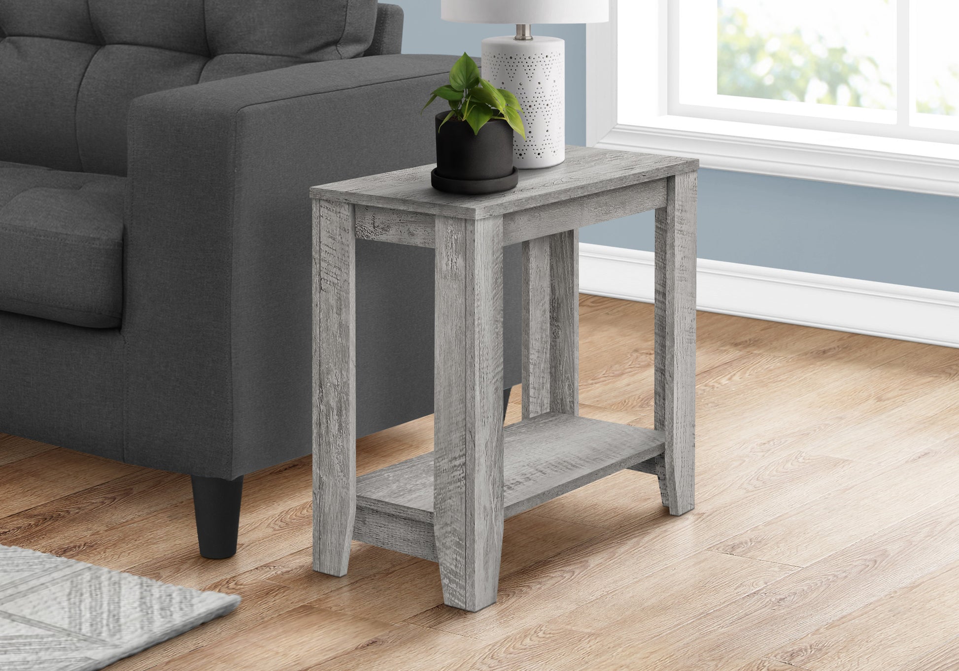 22" Grey End Table With Shelf By Homeroots | End Tables | Modishstore - 2