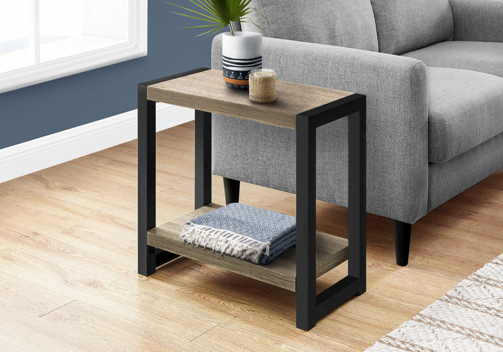 22" Black And Dark Taupe End Table With Shelf By Homeroots | End Tables | Modishstore - 6