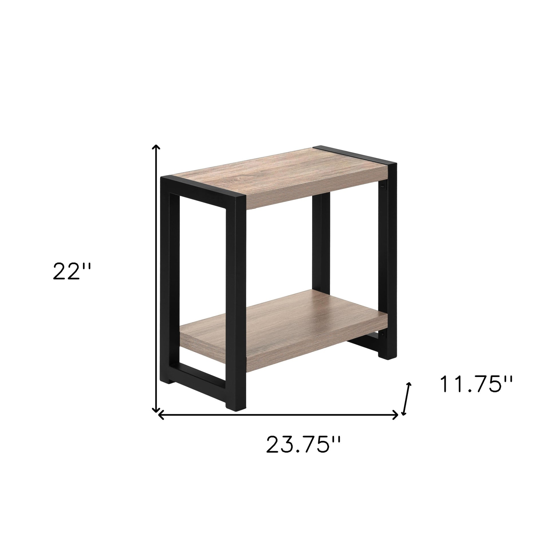 22" Black And Dark Taupe End Table With Shelf By Homeroots | End Tables | Modishstore - 8