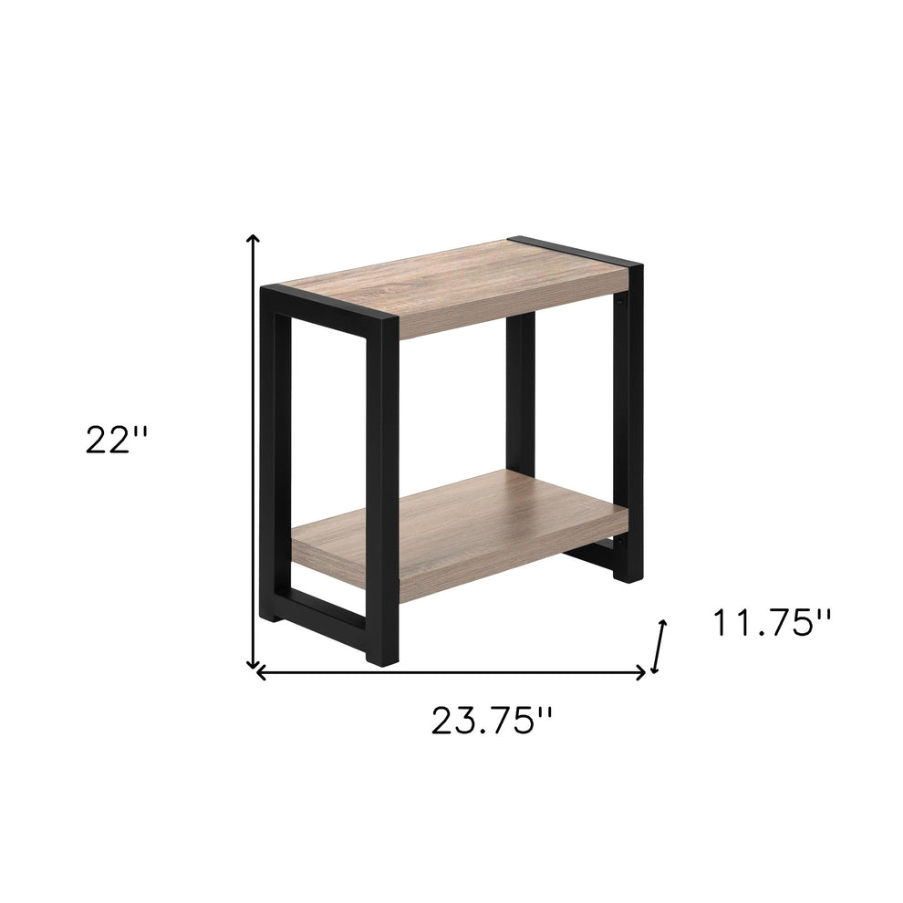22" Black And Dark Taupe End Table With Shelf By Homeroots | End Tables | Modishstore - 8