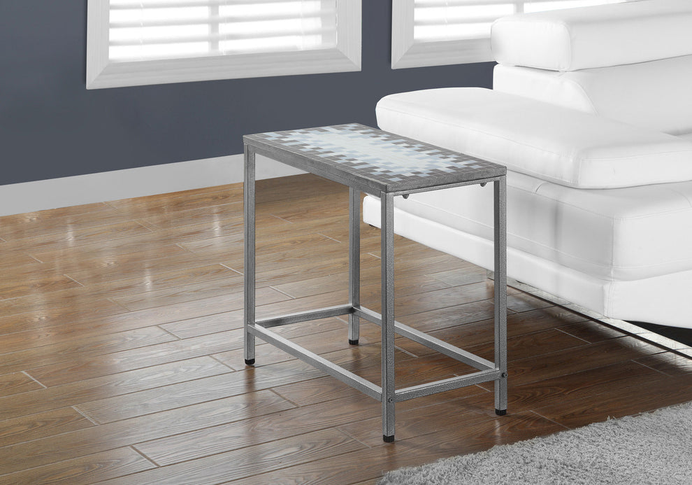22" Gray And White Tile End Table By Homeroots | End Tables | Modishstore - 2