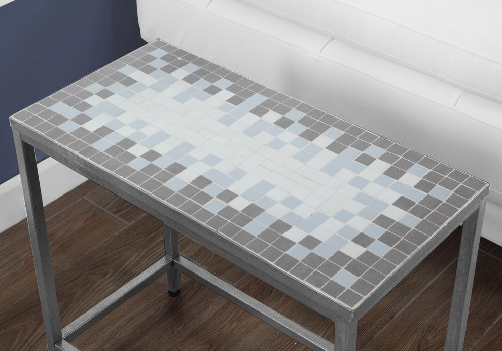 22" Gray And White Tile End Table By Homeroots | End Tables | Modishstore - 3