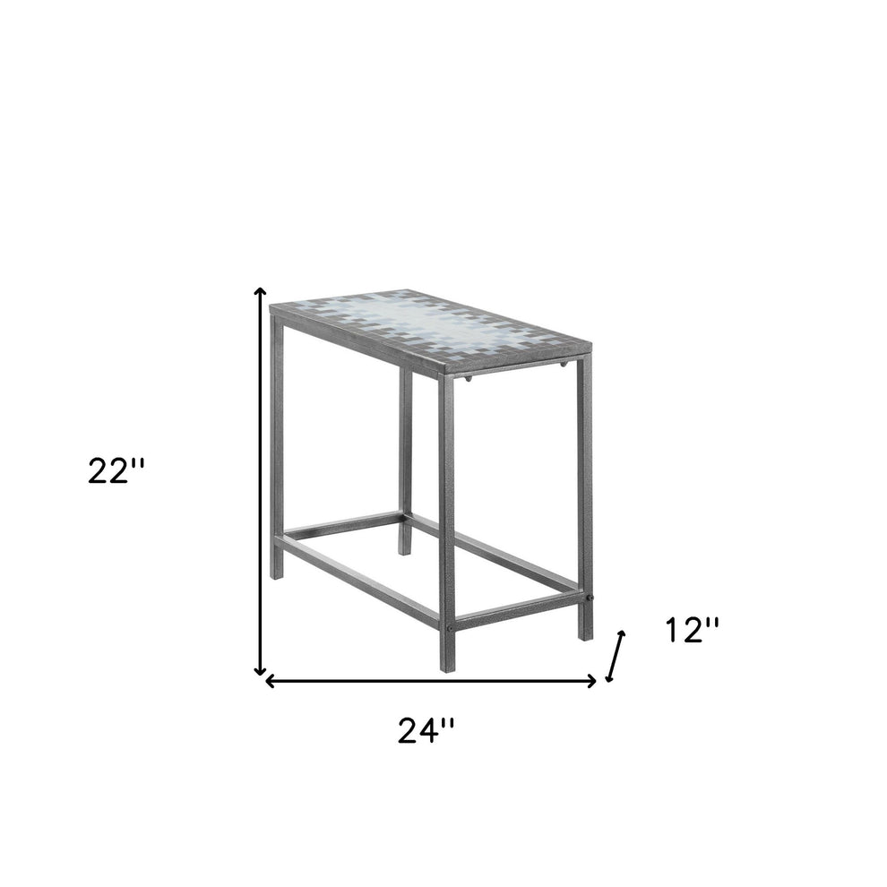 22" Gray And White Tile End Table By Homeroots | End Tables | Modishstore - 4