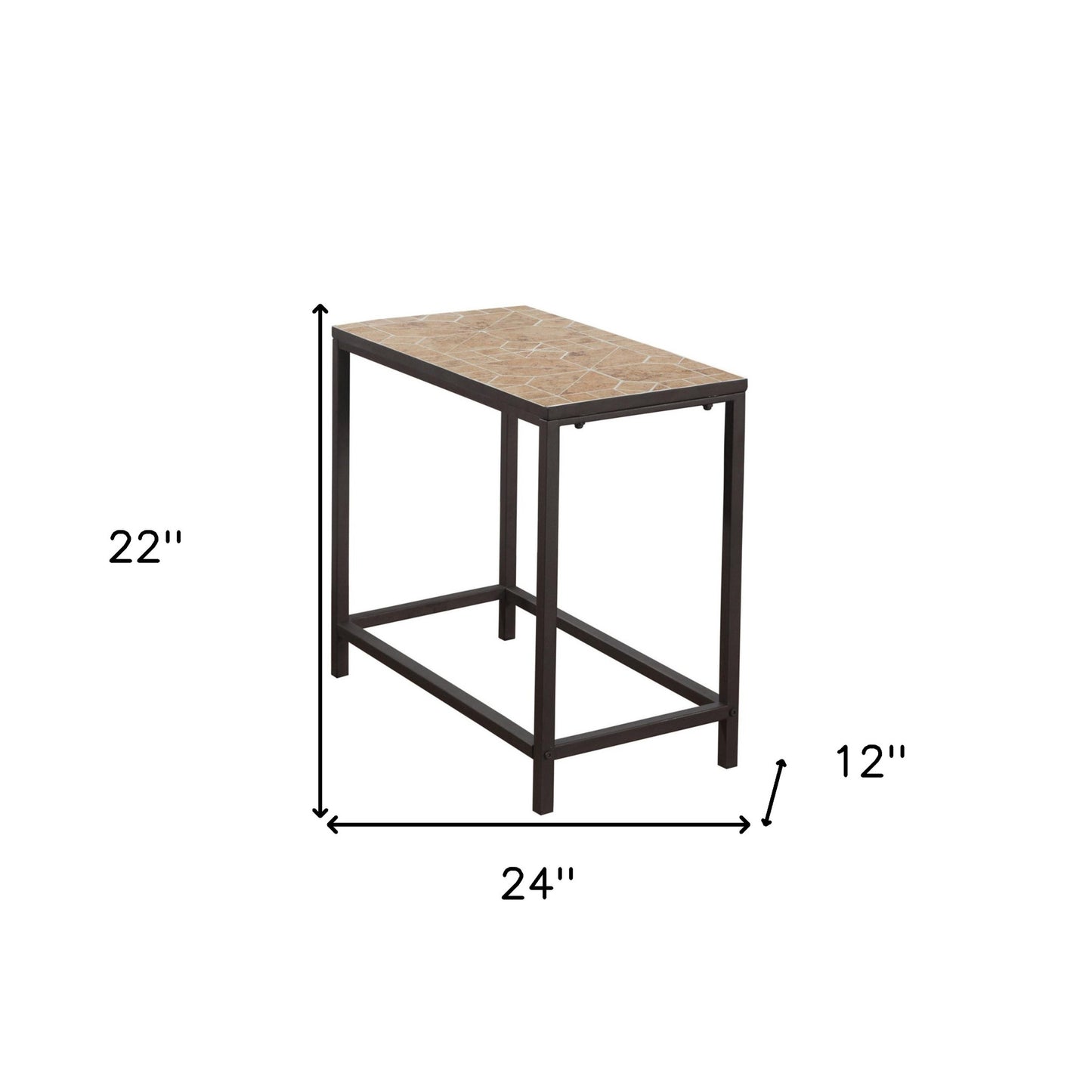 22" Brown Tile End Table By Homeroots