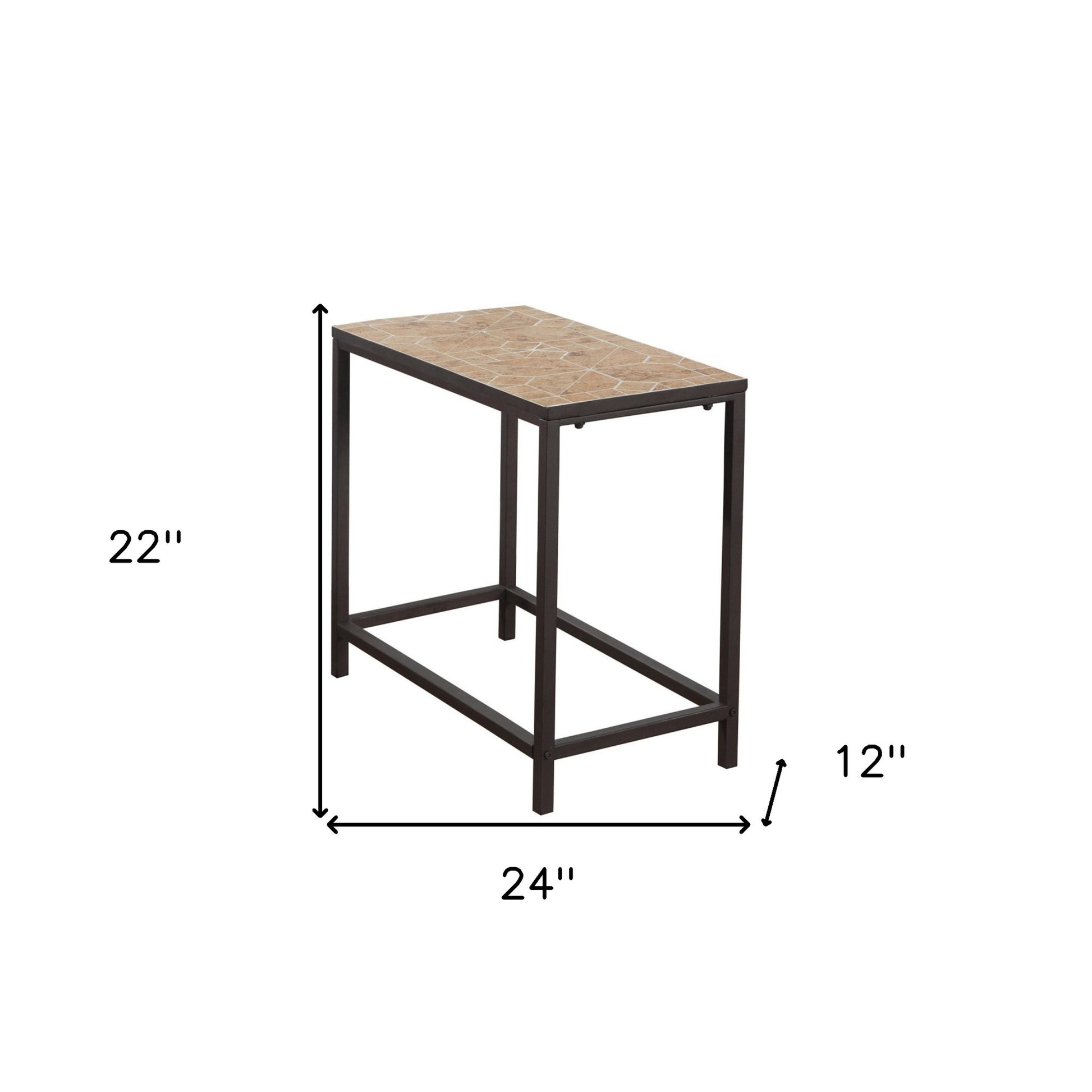 22" Brown Tile End Table By Homeroots | End Tables | Modishstore - 4