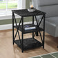 26" Black Faux Marble End Table With Two Shelves By Homeroots | End Tables | Modishstore - 2