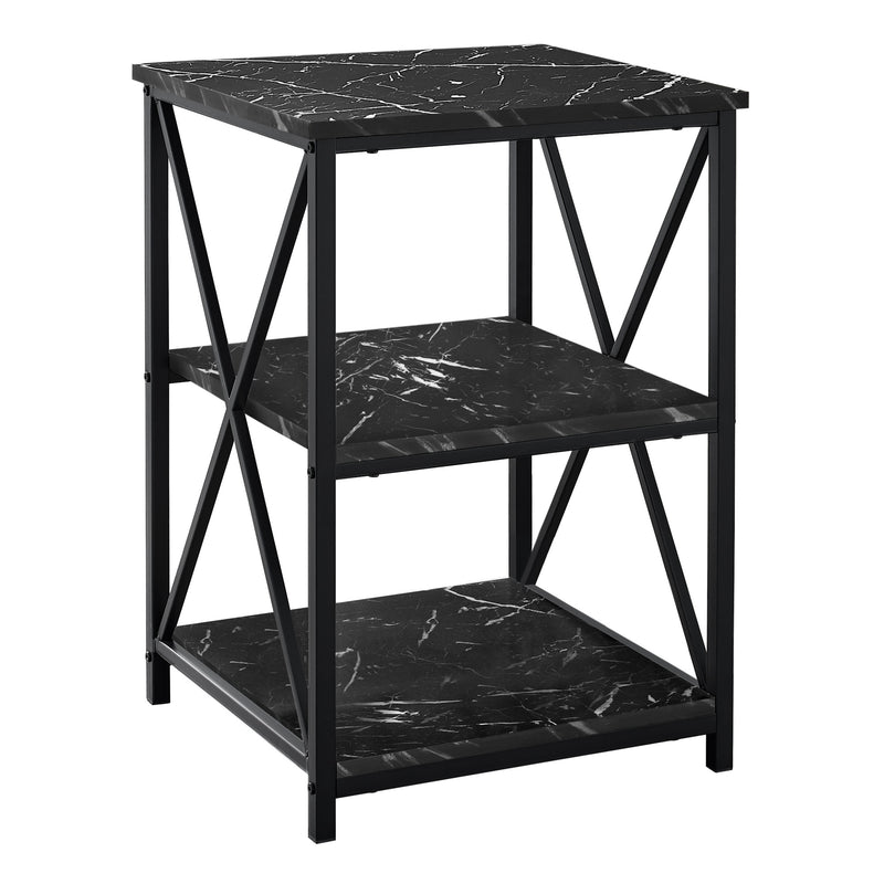 26" Black Faux Marble End Table With Two Shelves By Homeroots | End Tables | Modishstore