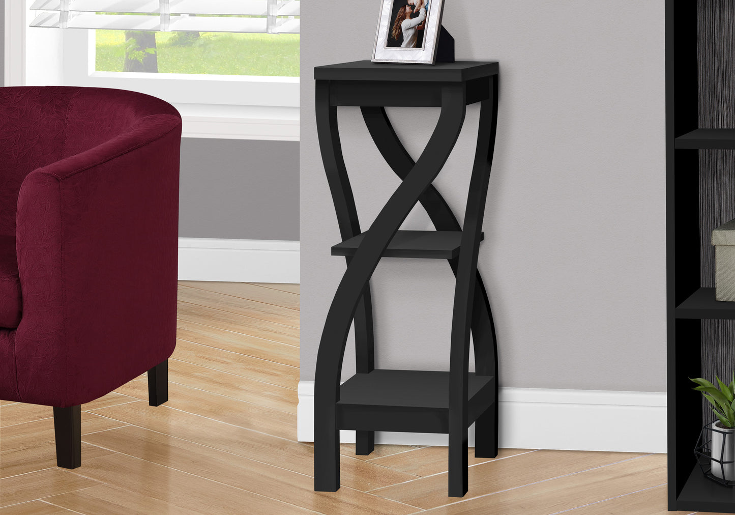 32" Black End Table With Two Shelves By Homeroots | End Tables | Modishstore - 6