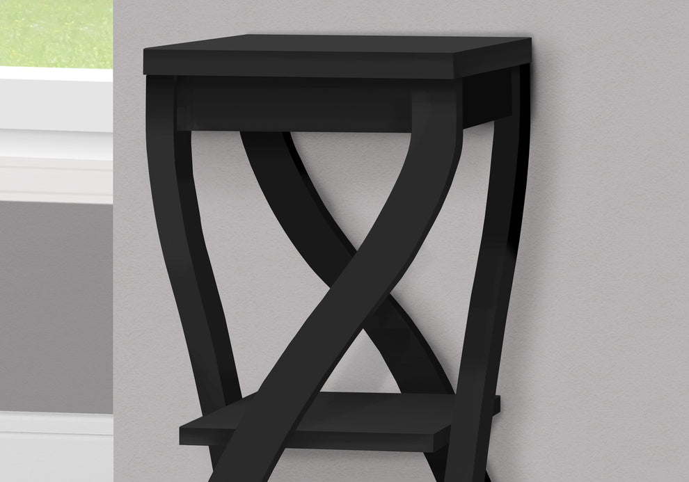 32" Black End Table With Two Shelves By Homeroots | End Tables | Modishstore - 7