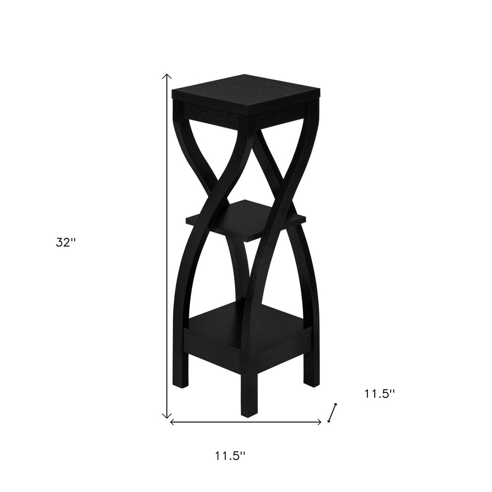 32" Black End Table With Two Shelves By Homeroots | End Tables | Modishstore - 8