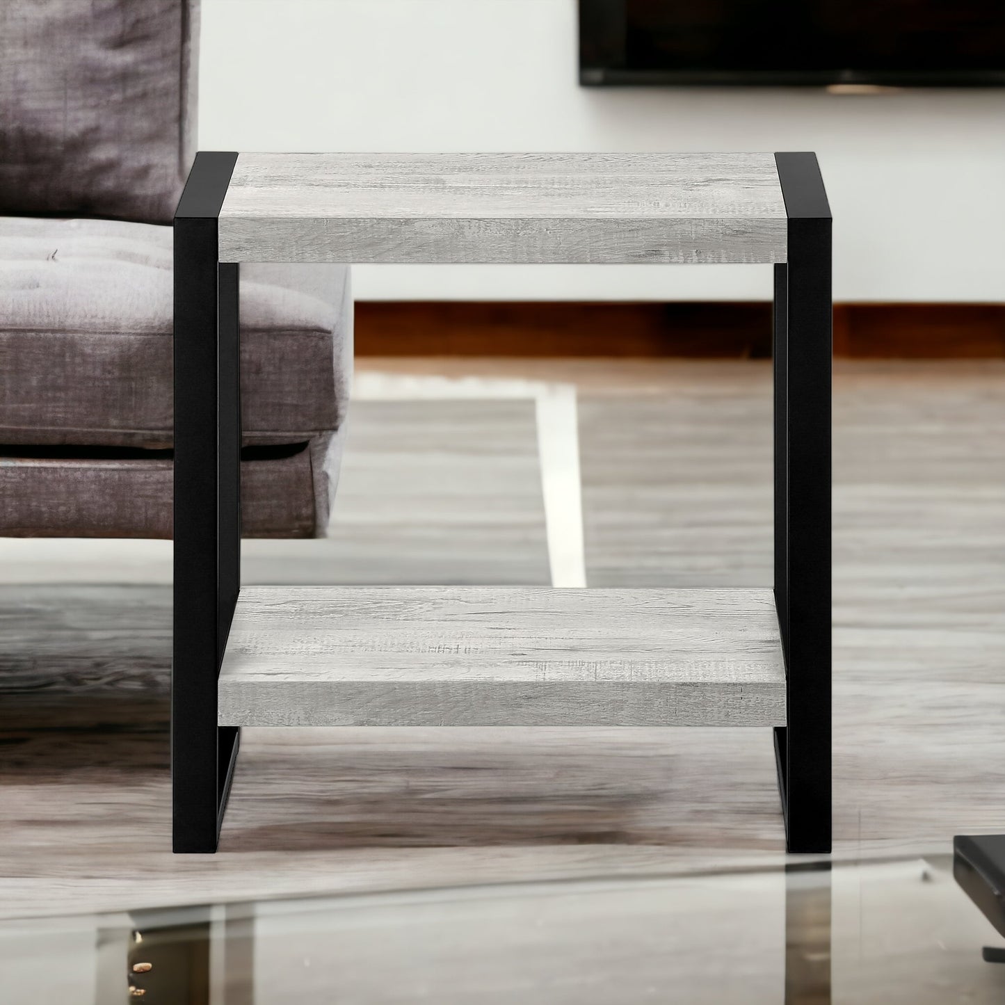 24" Black And Grey End Table With Shelf By Homeroots | End Tables | Modishstore - 9