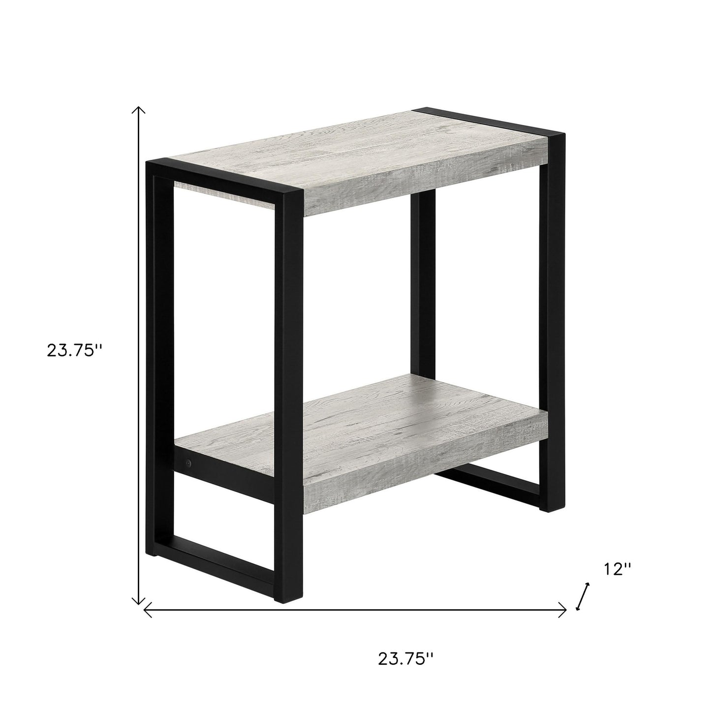 24" Black And Grey End Table With Shelf By Homeroots | End Tables | Modishstore - 7
