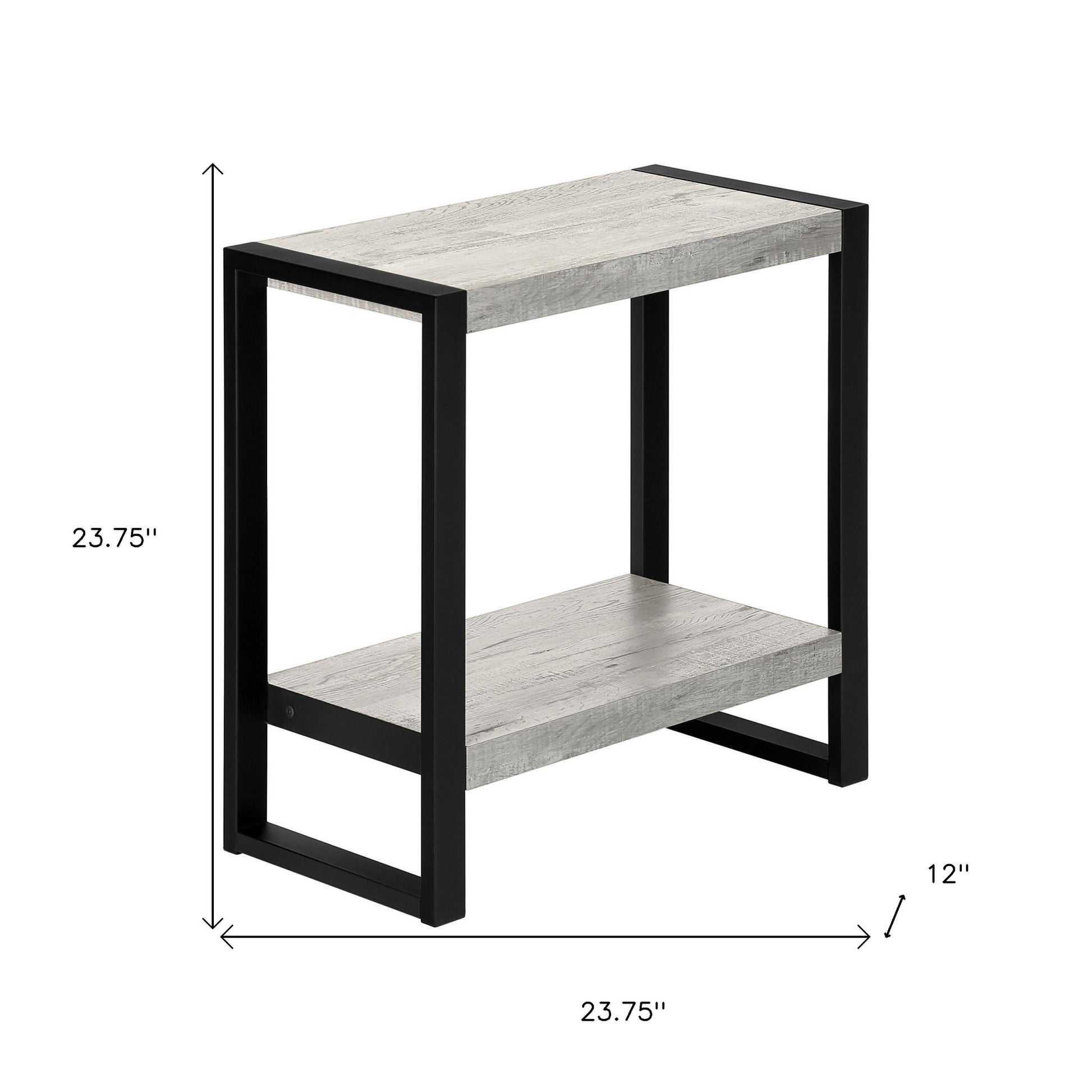 24" Black And Grey End Table With Shelf By Homeroots | End Tables | Modishstore - 7