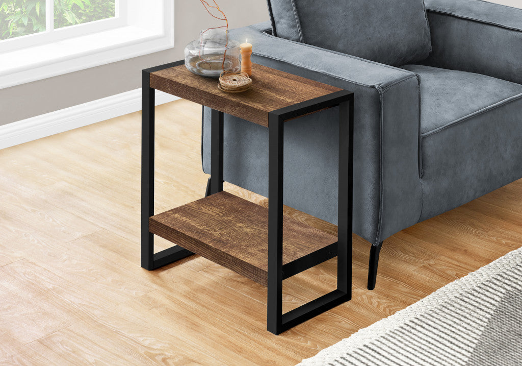 24" Black And Brown End Table With Shelf By Homeroots | End Tables | Modishstore - 6