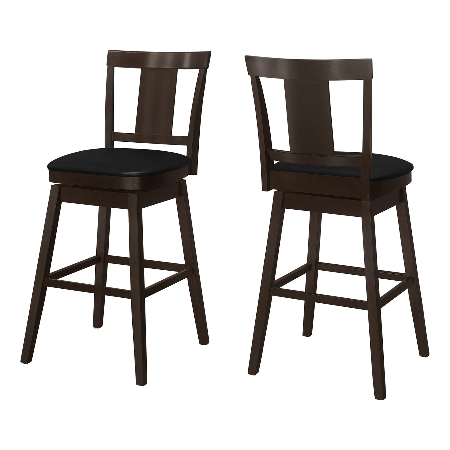 28" Espresso Solid Wood Bar Height Bar Chair With Footrest By Homeroots | Bar Stools | Modishstore - 2