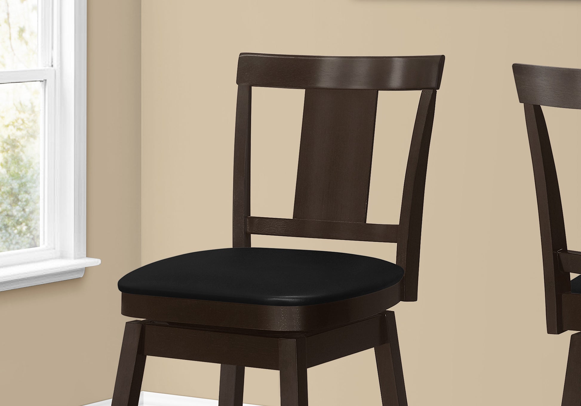 28" Espresso Solid Wood Bar Height Bar Chair With Footrest By Homeroots | Bar Stools | Modishstore - 4