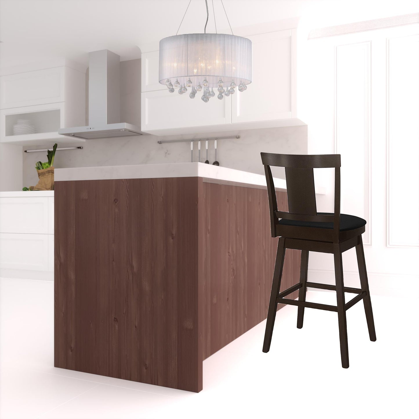 28" Espresso Solid Wood Bar Height Bar Chair With Footrest By Homeroots | Bar Stools | Modishstore