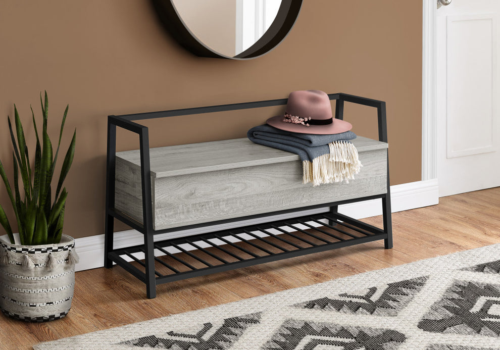 42" Gray And Black Bench With Flip top By Homeroots | Benches | Modishstore - 8