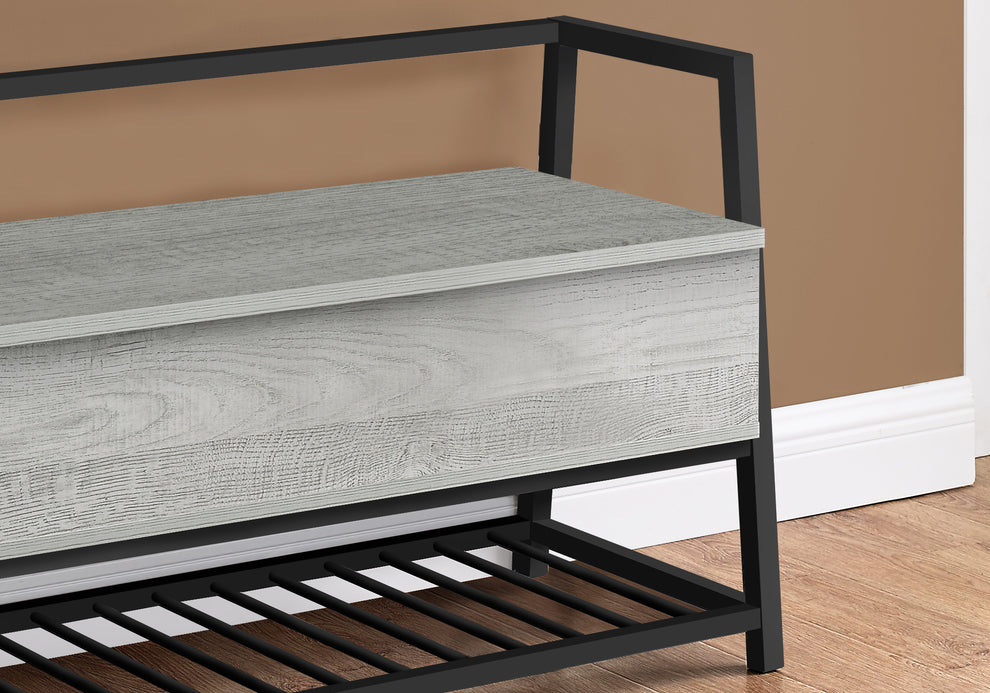 42" Gray And Black Bench With Flip top By Homeroots | Benches | Modishstore - 7