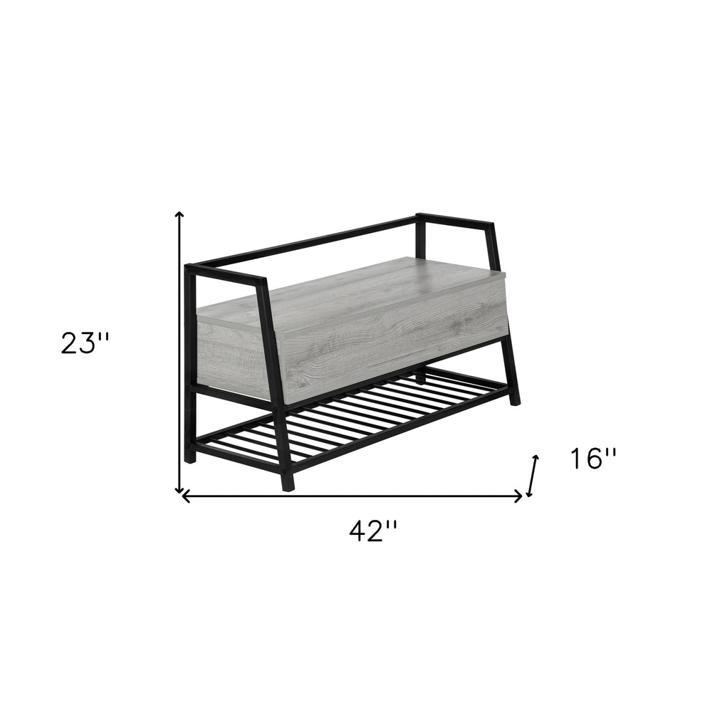 42" Gray And Black Bench With Flip top By Homeroots | Benches | Modishstore - 9