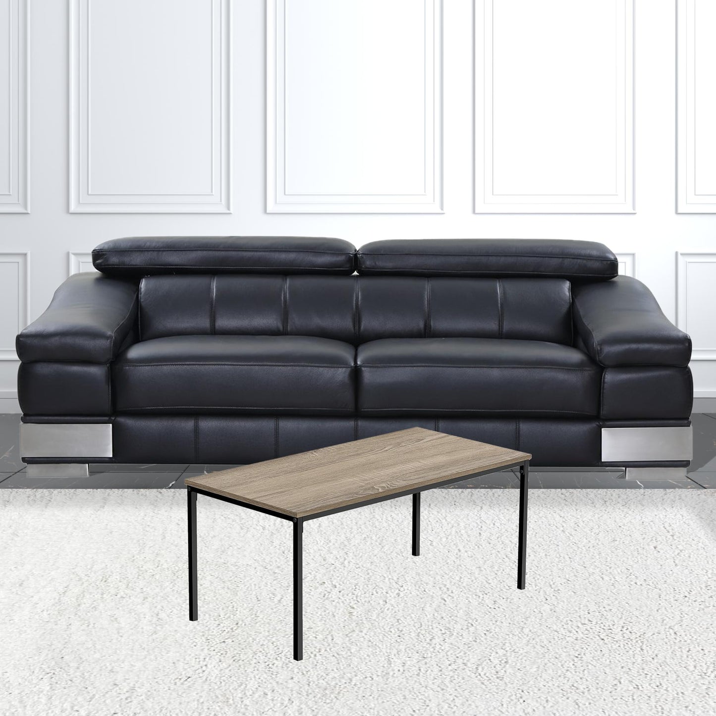 40" Dark Taupe And Black Rectangular Coffee Table By Homeroots