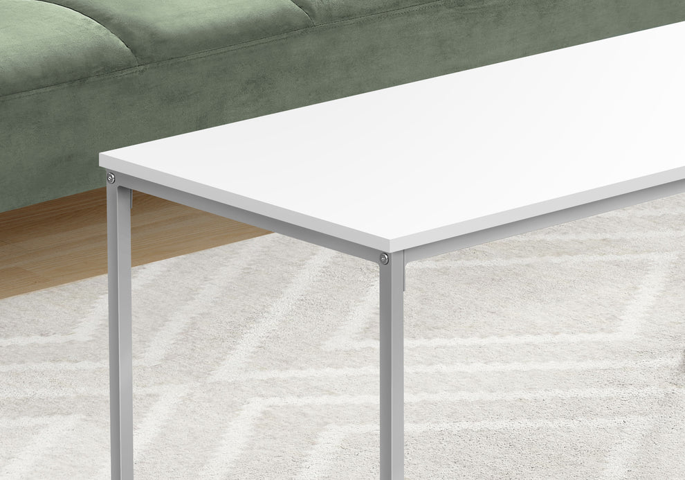40" White And Silver Rectangular Coffee Table By Homeroots | Coffee Tables | Modishstore - 4