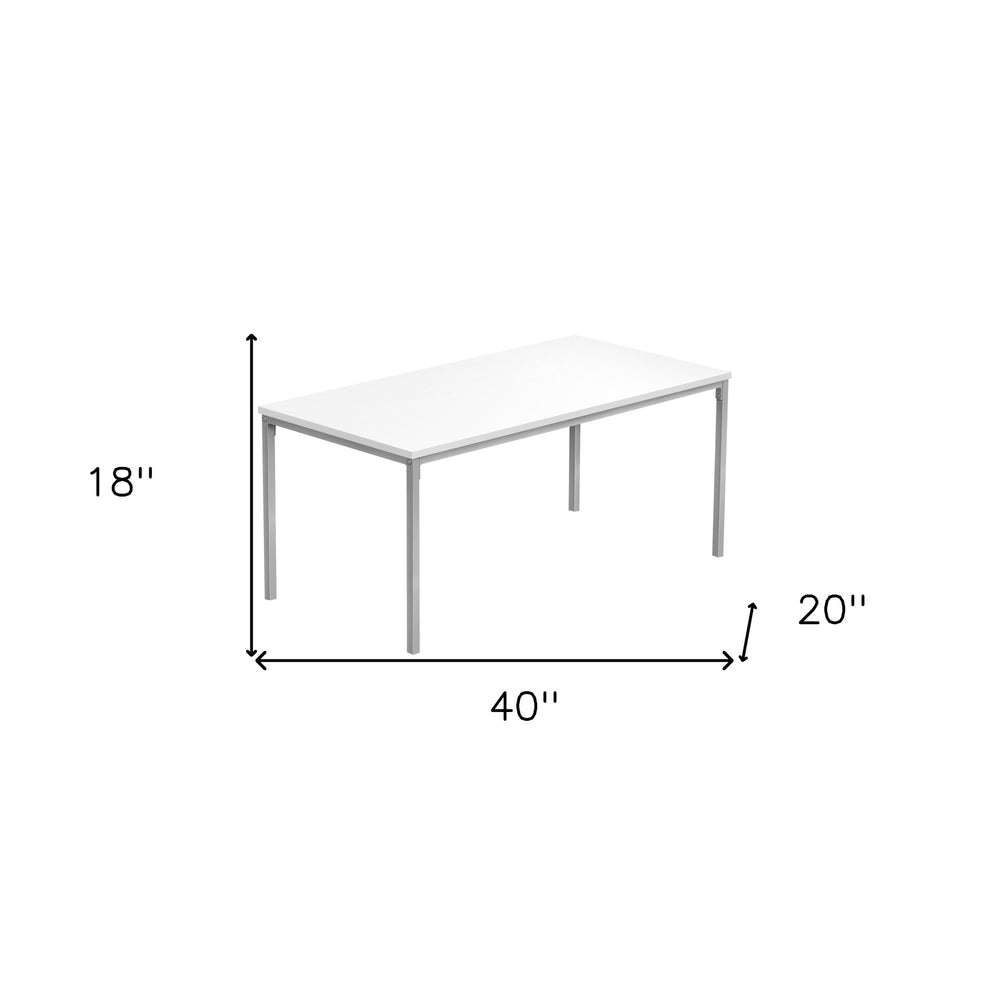 40" White And Silver Rectangular Coffee Table By Homeroots | Coffee Tables | Modishstore - 5