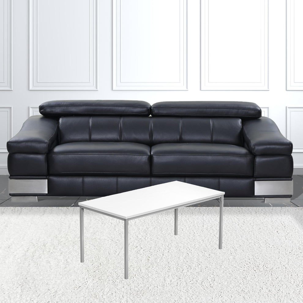 40" White And Silver Rectangular Coffee Table By Homeroots | Coffee Tables | Modishstore - 2