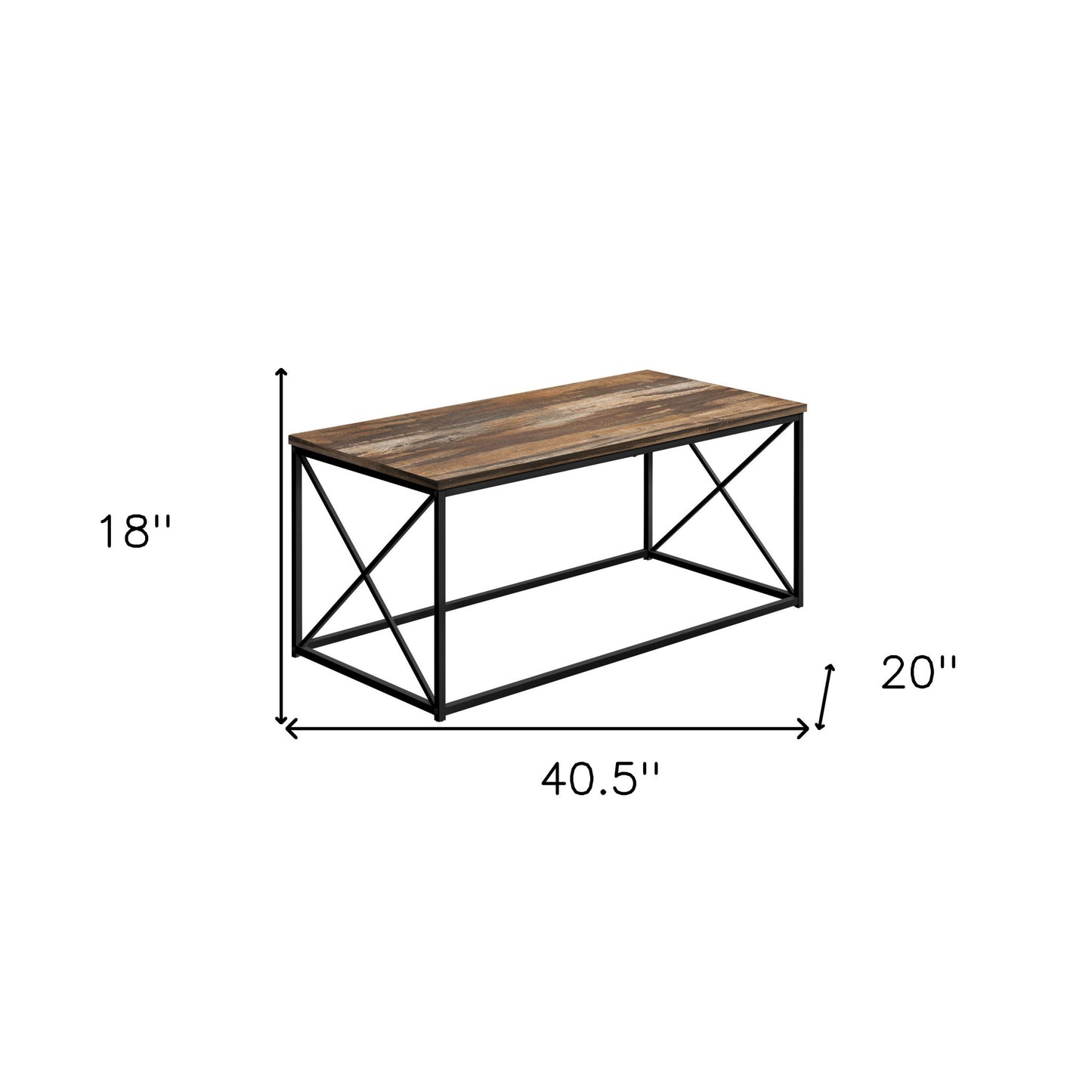 41" Brown Rectangular Coffee Table By Homeroots