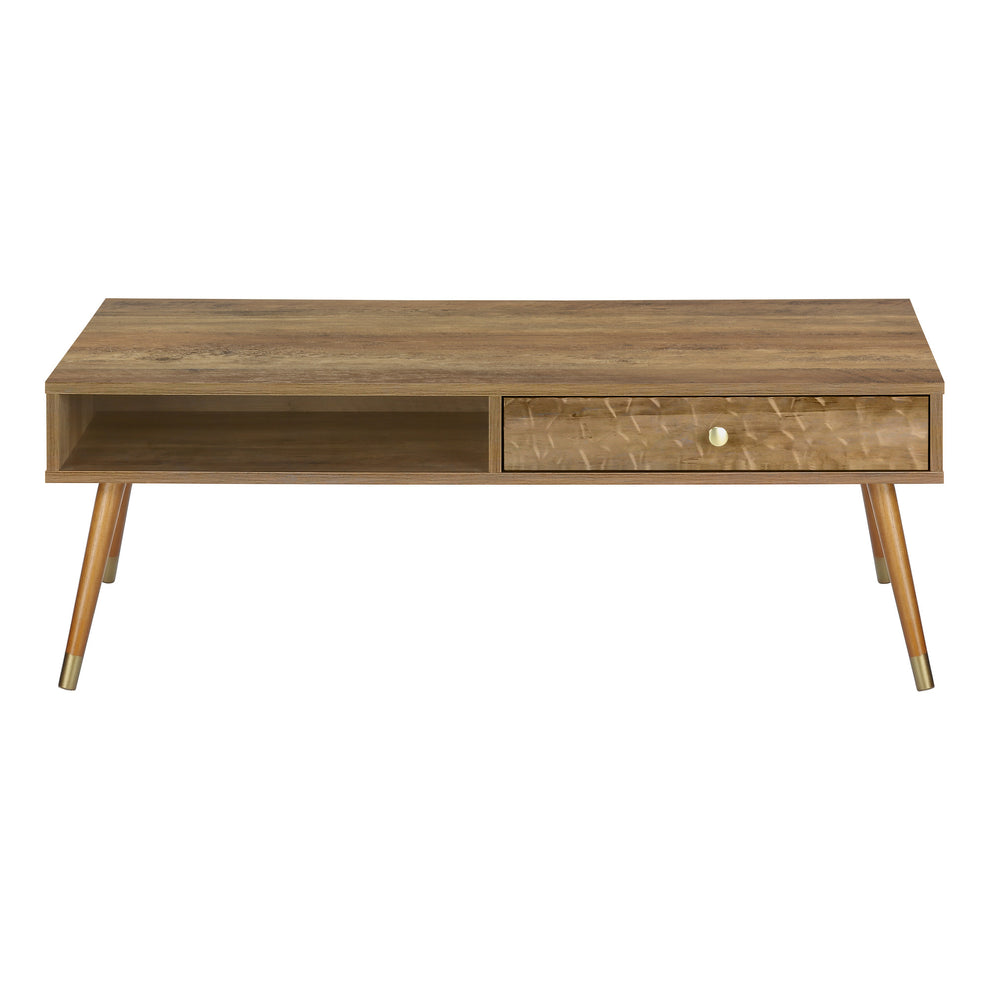 44" Walnut Rectangular Coffee Table With Drawer And Shelf By Homeroots | Coffee Tables | Modishstore - 2