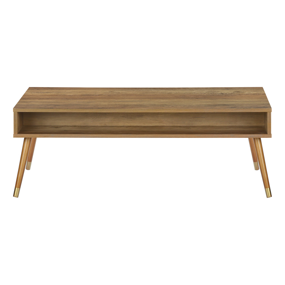 44" Walnut Rectangular Coffee Table With Drawer And Shelf By Homeroots | Coffee Tables | Modishstore - 4