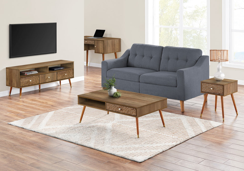 44" Walnut Rectangular Coffee Table With Drawer And Shelf By Homeroots | Coffee Tables | Modishstore - 8