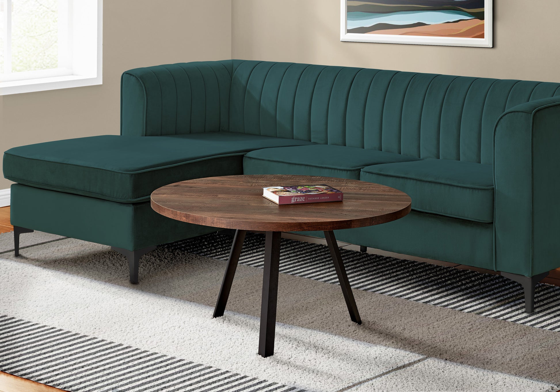 36" Brown And Black Round Coffee Table By Homeroots | Coffee Tables | Modishstore - 4