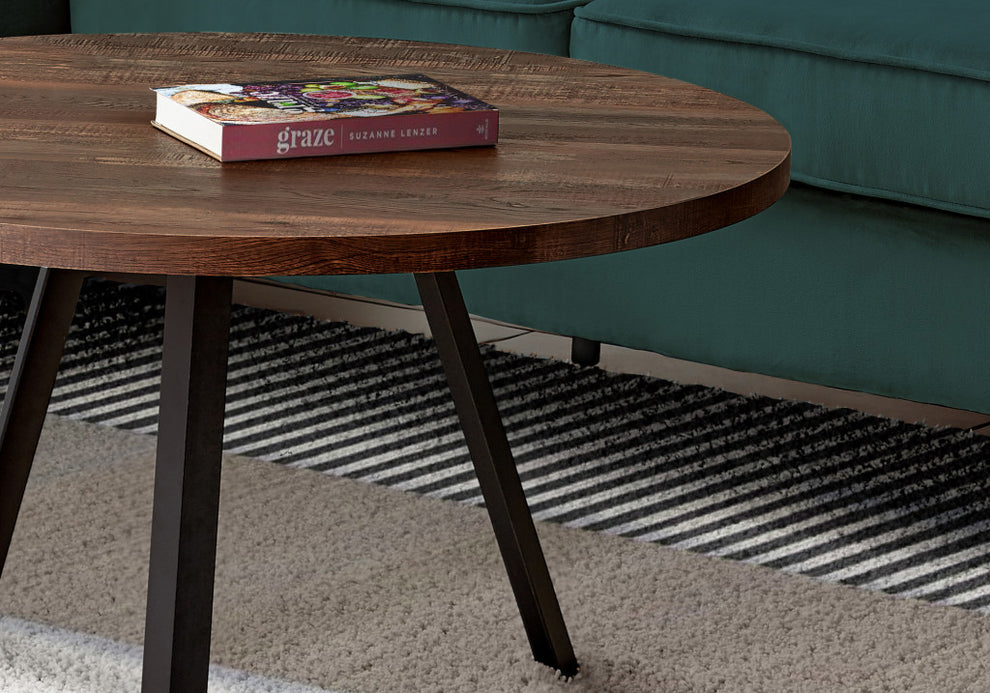 36" Brown And Black Round Coffee Table By Homeroots | Coffee Tables | Modishstore - 3