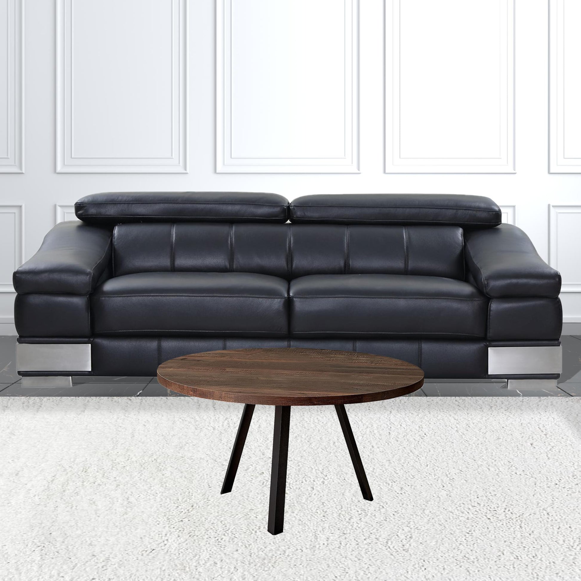 36" Brown And Black Round Coffee Table By Homeroots | Coffee Tables | Modishstore - 2